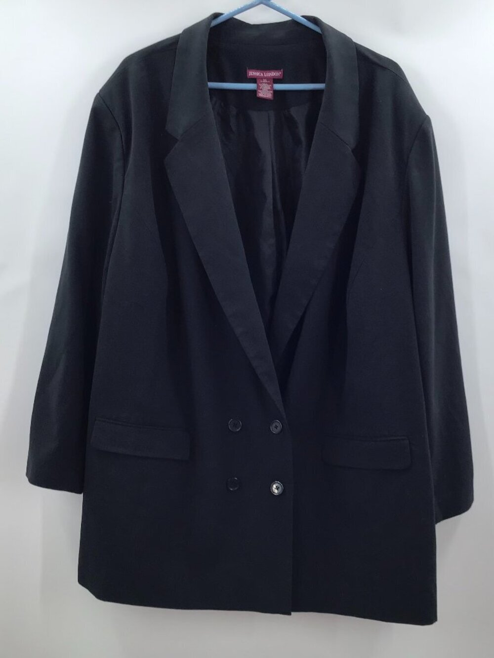 NWOT Women's 32 Black Blazer Office Basics Lined Double Breasted Jessica London